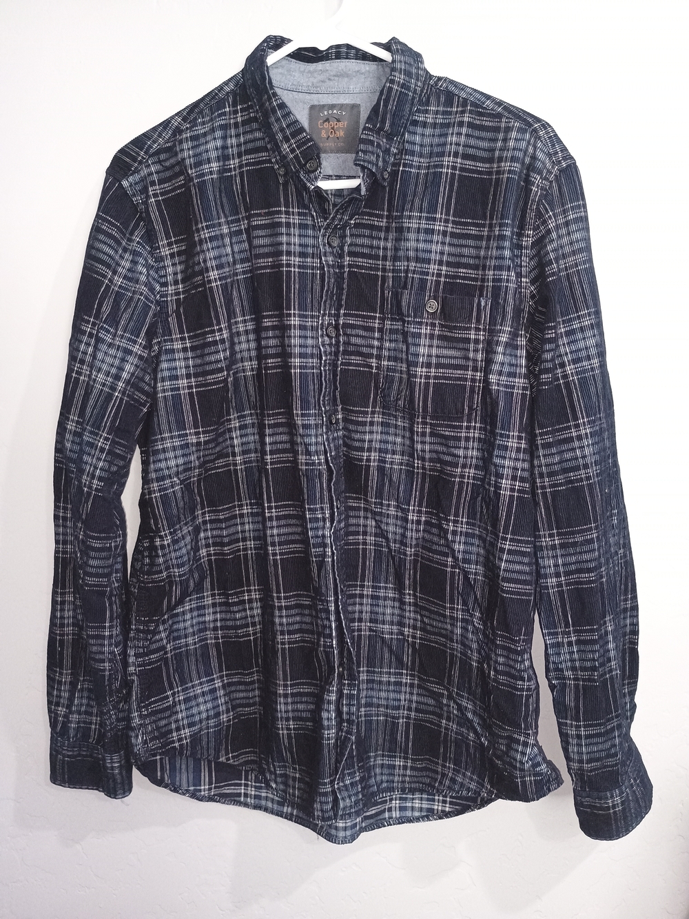 Legacy Men's Black and Blue Plaid Button-Down Shirt